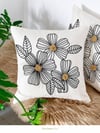 Diva Home- 2Li Çiçek Desenli Nakışlı Kırlent Kılıfı 45x45 cm Dekoratif Yastık Kılıfı,