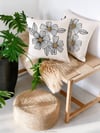 Diva Home- 2Li Çiçek Desenli Nakışlı Kırlent Kılıfı 45x45 cm Dekoratif Yastık Kılıfı,