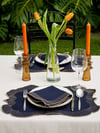 DİVA HOME Royal Gold Nakışlı Su İtici Amerikan Servis & Peçete Takımı 4 Parça Set  