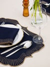 DİVA HOME Royal Gold Nakışlı Su İtici Amerikan Servis & Peçete Takımı 4 Parça Set  