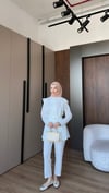 İndigo düğmeli takım