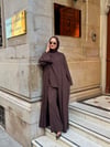 zümra 3 lü keten abaya kahve