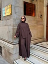zümra 3 lü keten abaya kahve