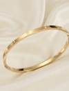 316L Çelik Zirkon Taşlı 65 mm İnce Gold Kelepçe Bileklik