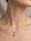 Kalpli Taşlı Silver Çıtır Kolye