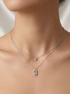 Oval Nokta Detaylı Zirkon Taşlı Silver Çıtır Kolye