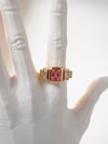 Pembe Baget Taşlı Gold Yüzük