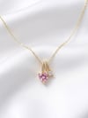 Pembe Kalpli Charm Gold Çıtır Kolye