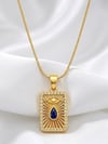 Siyah Damla Taşlı Madalyon Gold Kolye