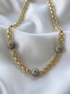 Taşlı Top Detaylı Gold Kolye