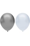 20’li Metalik Balon Seti, 2 Renk X 10, Gümüş, Beyaz. Helyum Uyumlu
