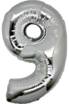 9 (gümüş) Rakam Folyo Balon - 90 Cm - Gümüş Folyo Rakam Balon