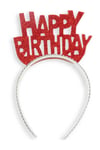 Eva Simli Taşlı Happy Bırthday Kırmızı Taç Adet:1 En:14,5cm Boy:22cm