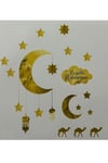 Hoşgeldin Ramazan Cam ve Duvar Sticker - Gold Renk ramazan Sticker 19Parça