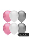 Pembe Beyaz Gümüş Metalik Balon Seti 30'lu
