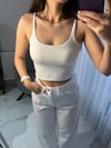 Beyaz ip askılı body