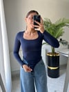 Lacivert çıtçıtlı body