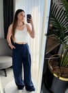 Lacivert yumuşak dökümlü pantolon