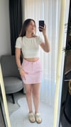 Pembe yumuşak kot etek