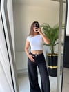 Tensel siyah wide leg jean