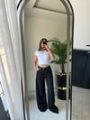 Tensel siyah wide leg jean