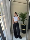 Tensel siyah wide leg jean