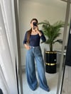 Wide leg tensel jean
