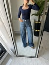 Wide leg tensel jean
