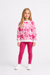 Kalp Desenli Sweatshirt Tayt İkili Takım Pembe