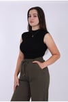 Baggy Keten Kadın Pantolon Koyu Haki