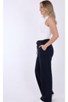 Baggy Keten Kadın Pantolon Lacivert