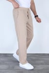 Baggy Keten Pantolon Jogger Bej
