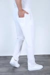 Baggy Keten Pantolon Jogger Beyaz