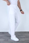 Baggy Keten Pantolon Jogger Beyaz