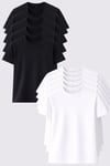 Erkek 10'lu Tişört Seti %100 Pamuk Basic Regular Fit Bisiklet Yaka Düz Renk Günlük T-Shirt