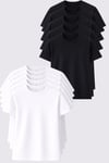 Erkek 10'lu Tişört Seti %100 Pamuk Basic Regular Fit Bisiklet Yaka Düz Renk Günlük T-Shirt