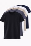 Erkek 5'li Tişört Seti %100 Pamuk Basic Regular Fit Bisiklet Yaka Düz Renk Günlük T-Shirt