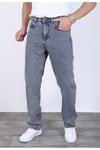Erkek Açık Gri Baggy Kot Pantolon - Geniş Kalıp Günlük Rahat Denim Jean