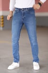 Erkek Açık Lacivert Kot Pantolon Urban Fit Denim Esnek Rahat Kalıp Günlük Jean Pantolon