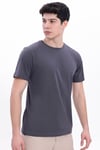 Erkek Antrasit Basic Tişört – Regular Fit Bisiklet Yaka %100 Pamuk 30/1 Süprem Kumaş Günlük T-Shirt
