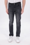 Erkek Antrasit Gri Regular Fit Düz Paça Esnek Denim Kot Pantolon Günlük