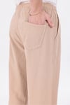 Erkek Bej Jogger Pantolon Beli Lastikli Bağcıklı %100 Pamuk Keten Baggy Rahat Günlük Pantolon