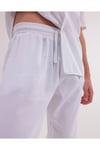 Erkek Beyaz Keten Takım Oversize Gömlek & Pantolon 2’li Set Bağcıklı Rahat Yazlık Kombin