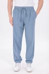 Erkek Buz Mavi Jogger Pantolon Beli Lastikli Bağcıklı %100 Pamuk Keten Baggy Rahat Günlük Pantolon