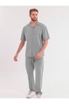 Erkek Çağla Yeşili Keten Takım Oversize Gömlek & Pantolon 2’li Set Bağcıklı Rahat Yazlık Kombin