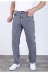 Erkek Gri Baggy Kot Pantolon - Geniş Kalıp Günlük Rahat Denim Jean