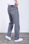 Erkek Gri Baggy Kot Pantolon - Geniş Kalıp Günlük Rahat Denim Jean