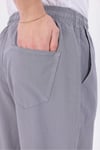Erkek Gri Jogger Pantolon Beli Lastikli Bağcıklı %100 Pamuk Keten Baggy Rahat Günlük Pantolon