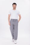 Erkek Gri Jogger Pantolon Beli Lastikli Bağcıklı %100 Pamuk Keten Baggy Rahat Günlük Pantolon