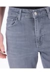 Erkek Gri Regular Fit Düz Paça Esnek Denim Kot Pantolon Günlük